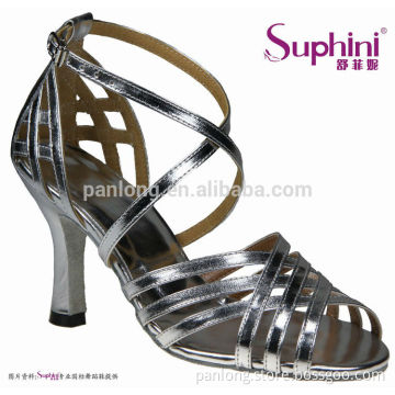 Lady Classical Silver Sexy Pu Latin Ballroom Sumba Dance Shoes